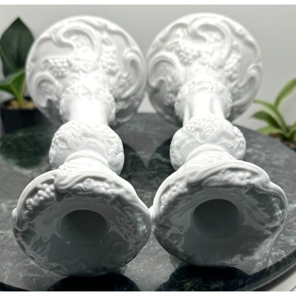 Basic Porcelain by Home Essentials and Beyond Set Of 2 Grape Candle Stick Holder - Picture 8 of 11